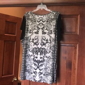 Susan Graver top with rhinestone embellishments.